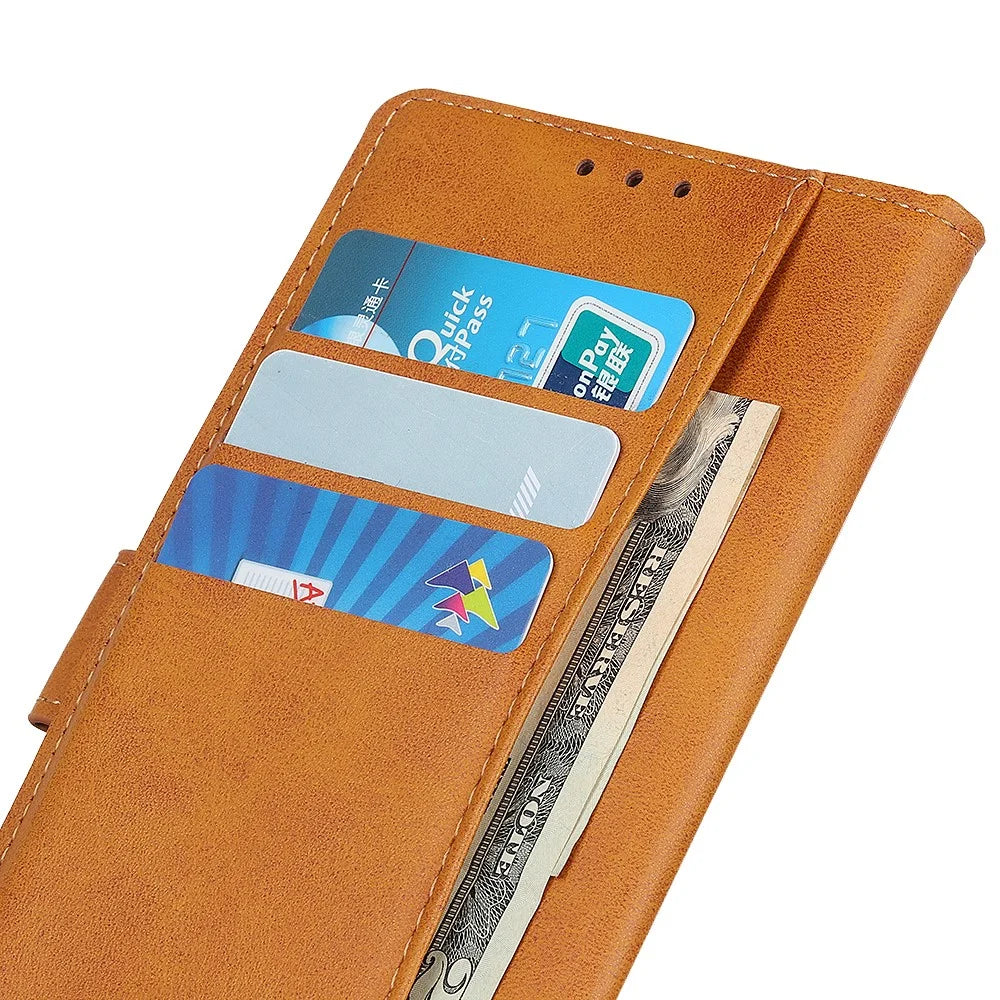 For Google Pixel 9a Stand Wallet Case Cowhide Texture Leather Phone Cover - Brown - 4