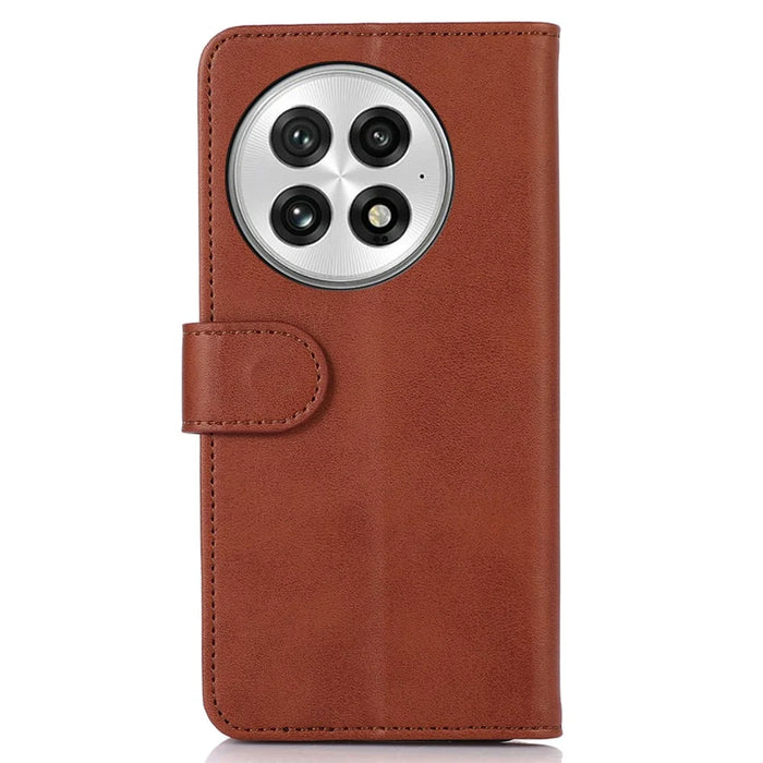 For OnePlus 13 Case Cowhide Texture Leather Wallet Phone Cover with Stand - Brown - 7