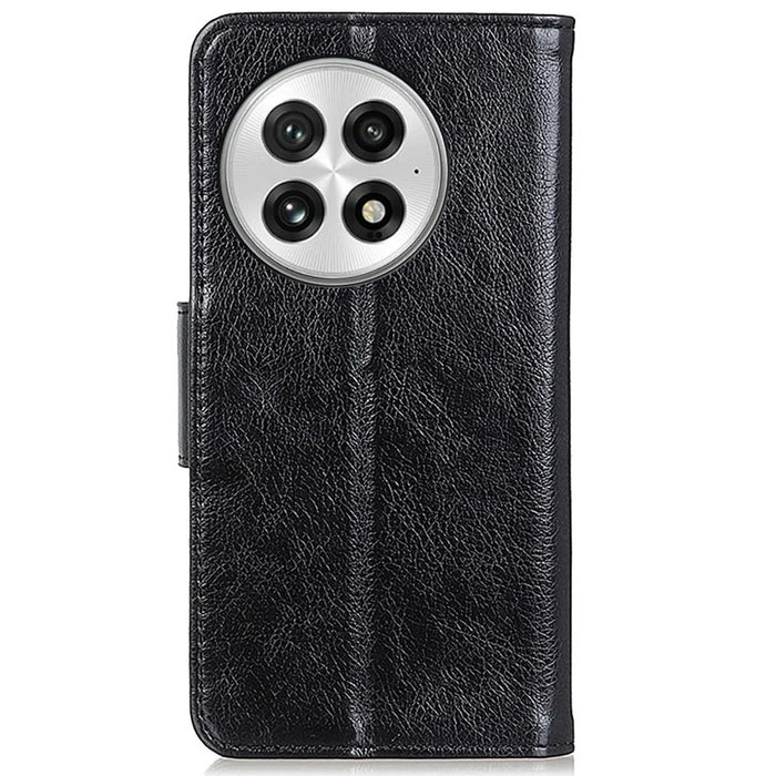 For OnePlus 13 Case Nappa Texture Split Leather Wallet Phone Cover - Black - 7