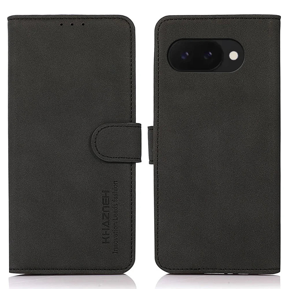 KHAZNEH For Google Pixel 9a Stand Case PU Leather Wallet Phone Cover - Black - 1