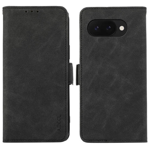 ABEEL For Google Pixel 9a Case PU Leather Folio Stand View RFID Blocking Phone Cover - Black - 1