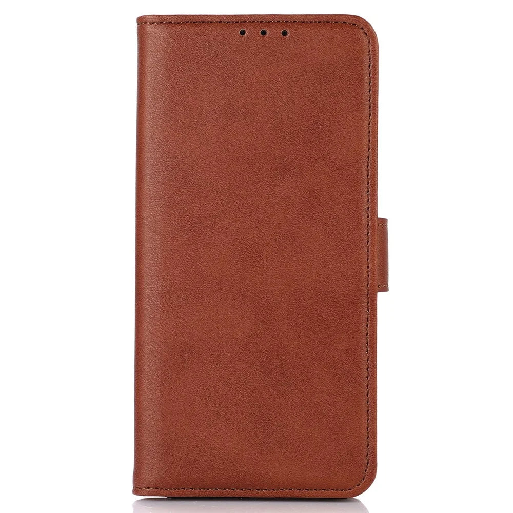 For Google Pixel 9a Case Cowhide Texture Leather Wallet Phone Cover with Stand - Brown - 6