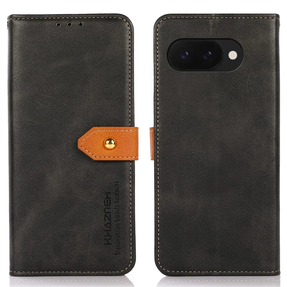 KHAZNEH For Google Pixel 9a Wallet Phone Case Stand Leather Flip Cover - Black - 1