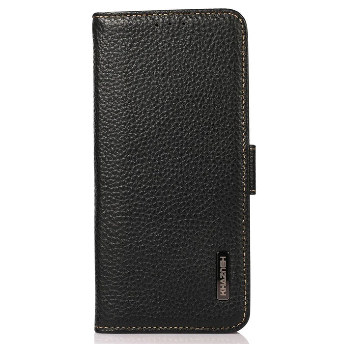 KHAZNEH For OnePlus 13 Phone Case Genuine Cow Leather Cover RFID Blocking - Black - 7