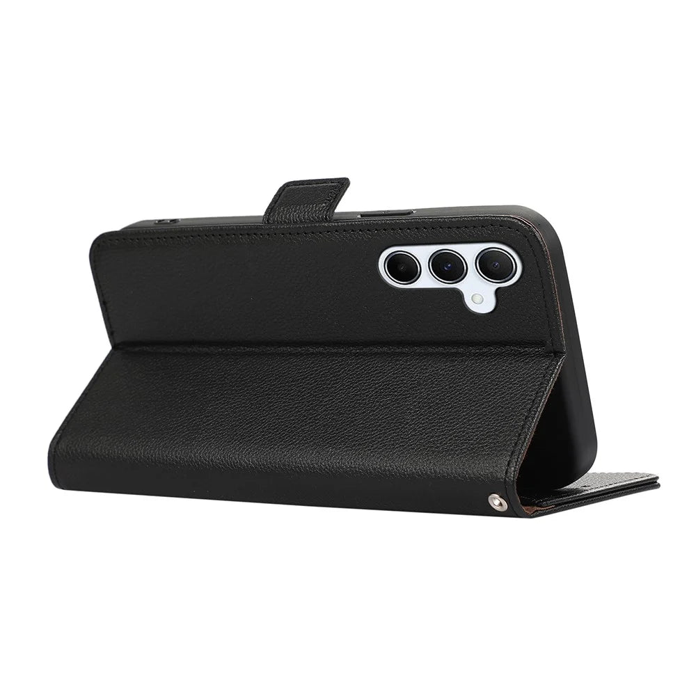 ABEEL For Samsung Galaxy A36 5G Case Litchi Texture Leather RFID Blocking Phone Cover - Black - 2