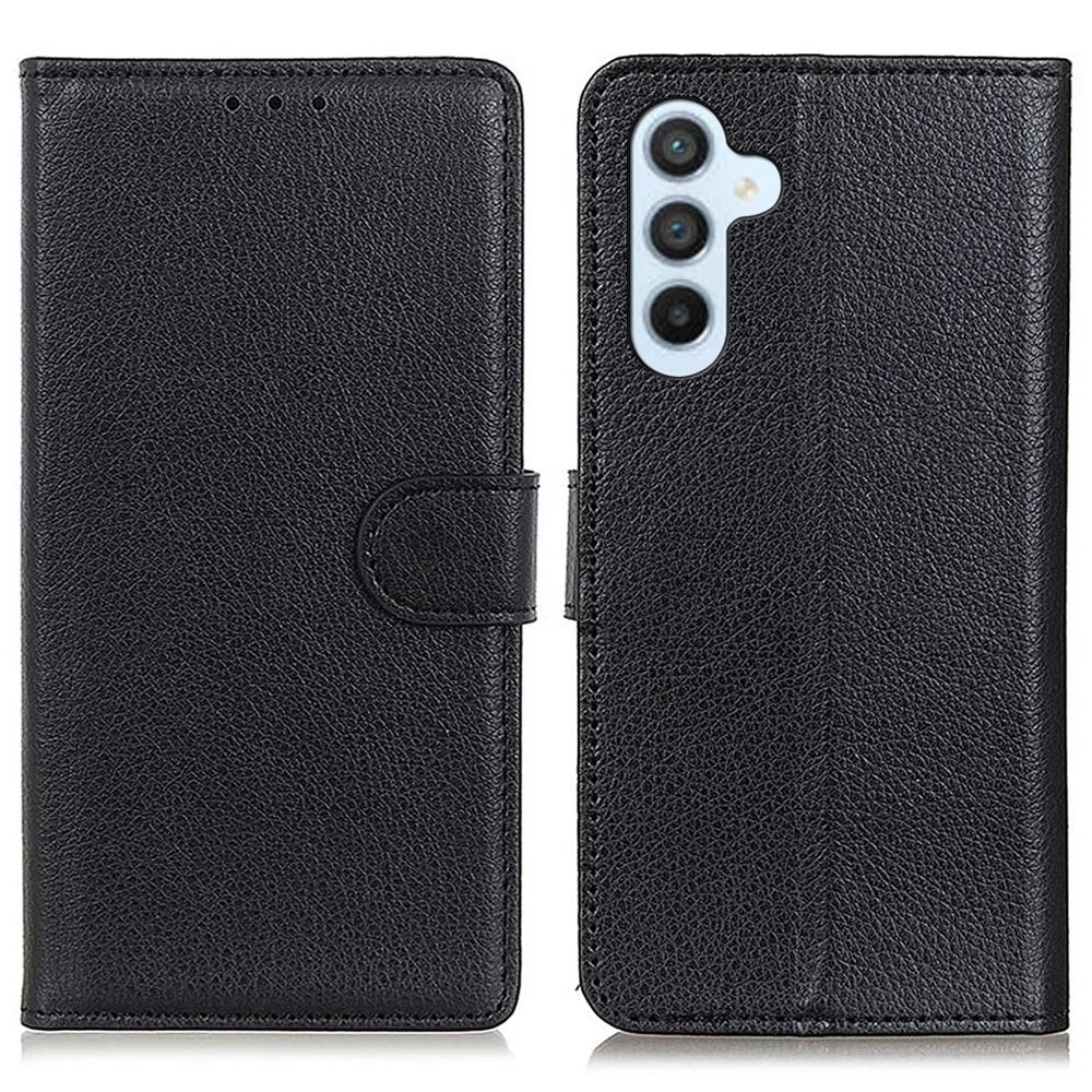 For Samsung Galaxy A36 5G Wallet Case PU Leather Phone Cover Litchi Texture - Black - 1