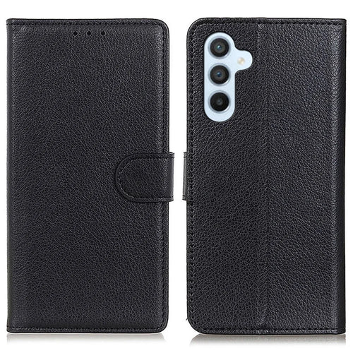 For Samsung Galaxy A36 5G Wallet Case PU Leather Phone Cover Litchi Texture - Black - 1
