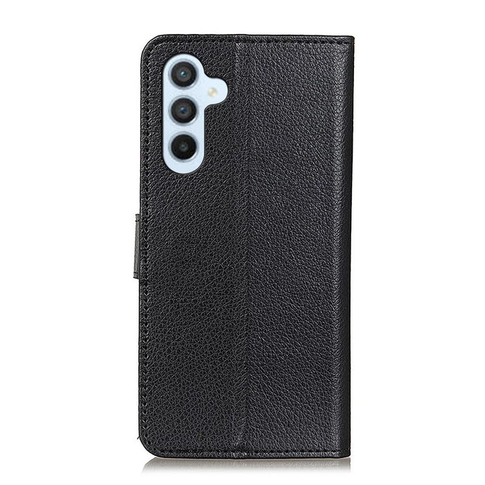 For Samsung Galaxy A36 5G Wallet Case PU Leather Phone Cover Litchi Texture - Black - 6