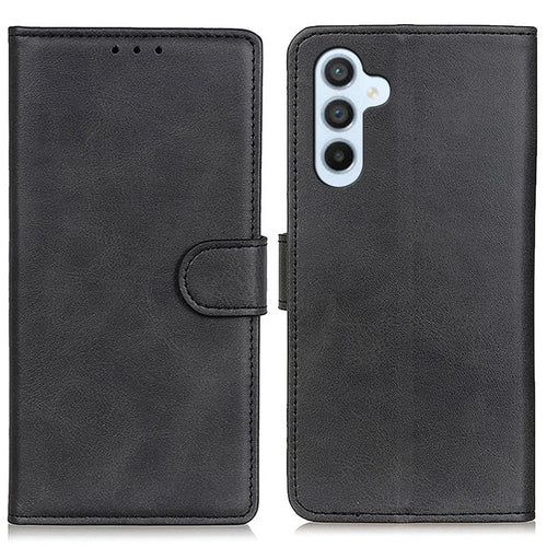For Samsung Galaxy A36 5G Stand Wallet Case Cowhide Texture Leather Phone Cover - Black - 1