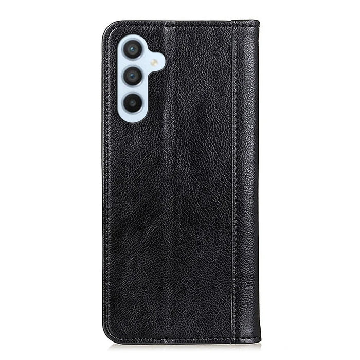 For Samsung Galaxy A36 5G Stand Case Split Leather Litchi Texture Wallet Phone Cover - Black - 7