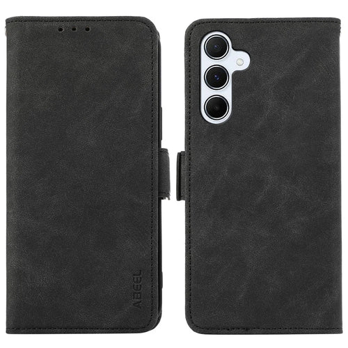 ABEEL For Samsung Galaxy A36 5G Case PU Leather Folio Stand View RFID Blocking Phone Cover - Black - 1