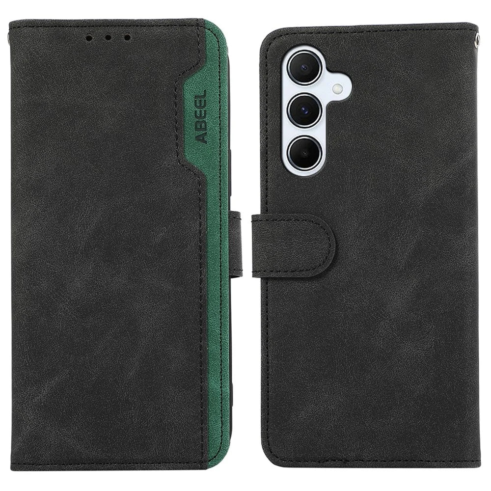 ABEEL For Samsung Galaxy A36 5G Case Color Splicing Leather Flip Phone Cover RFID Blocking - Black - 1