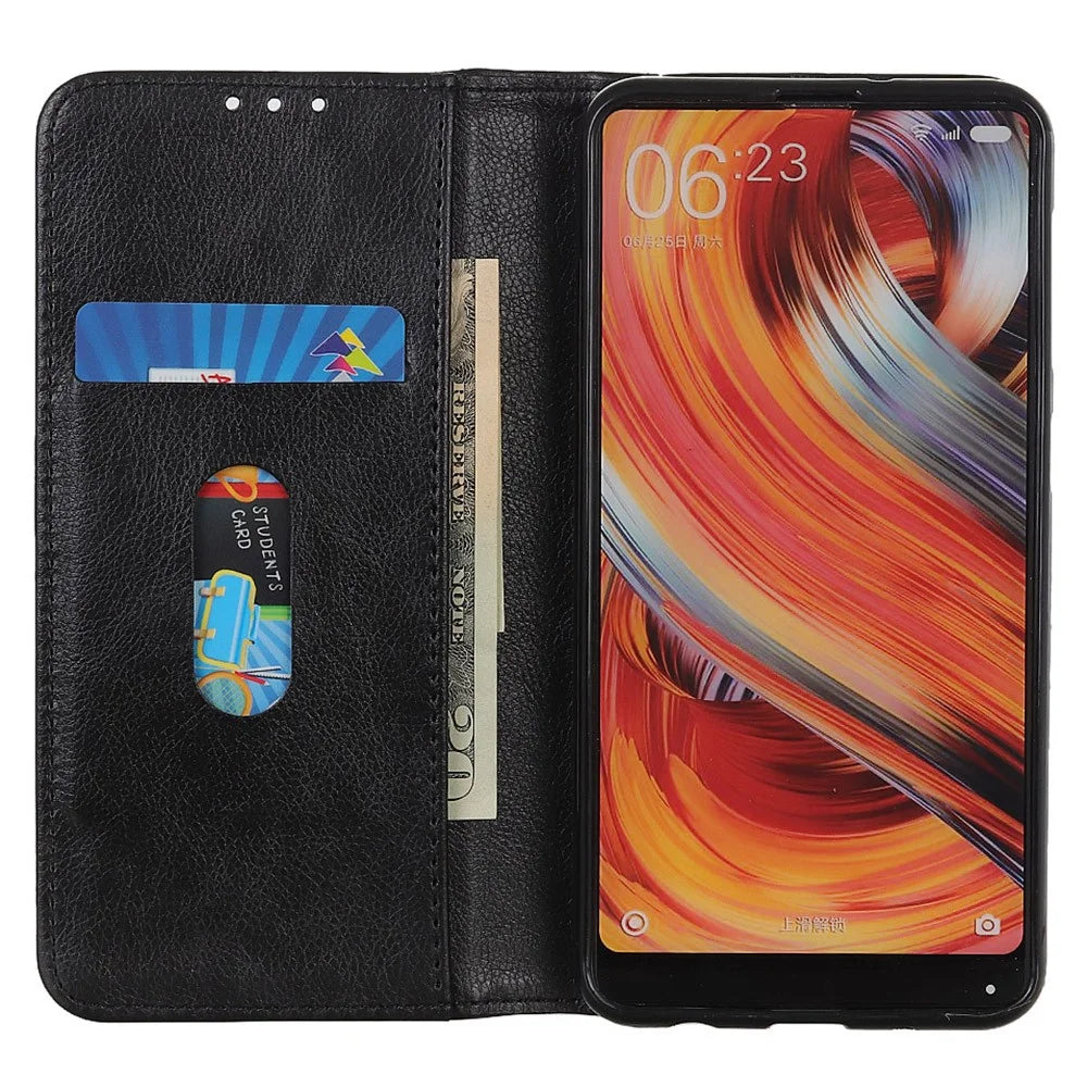 For OnePlus 13 Stand Case Split Leather Litchi Texture Wallet Phone Cover - Black - 2