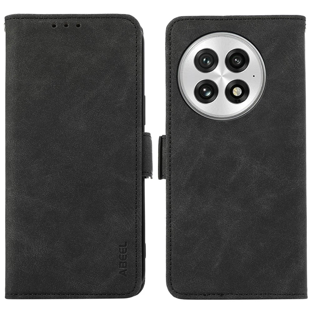 ABEEL For OnePlus 13 Case PU Leather Folio Stand View RFID Blocking Phone Cover - Black - 1