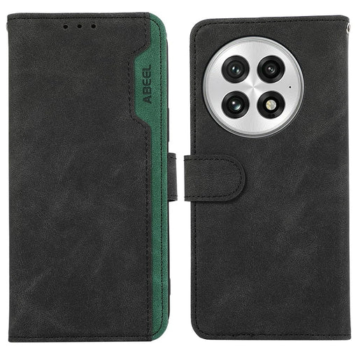 ABEEL For OnePlus 13 Case Color Splicing Leather Flip Phone Cover RFID Blocking - Black - 1