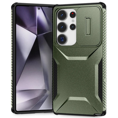 For Samsung Galaxy S25 Ultra Case Camshield TPU+PC Phone Cover Non-Slip Side Edge - Green - 1