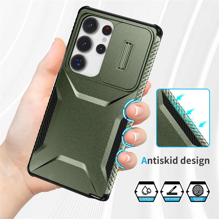 For Samsung Galaxy S25 Ultra Case Camshield TPU+PC Phone Cover Non-Slip Side Edge - Green - 4