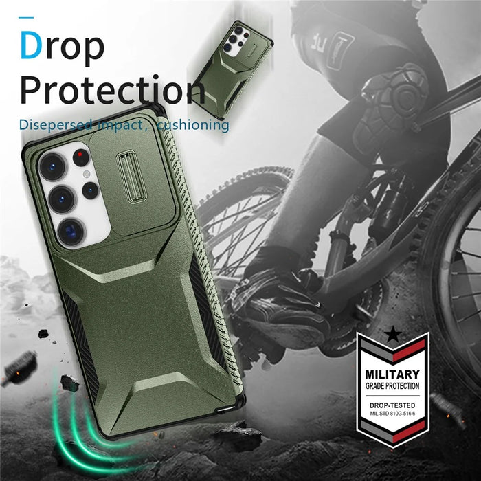 For Samsung Galaxy S25 Ultra Case Camshield TPU+PC Phone Cover Non-Slip Side Edge - Green - 7