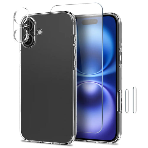 NORTHJO for iPhone 16 Plus TPU Clear Phone Case with Tempered Glass Screen Protector and Lens Film - 1