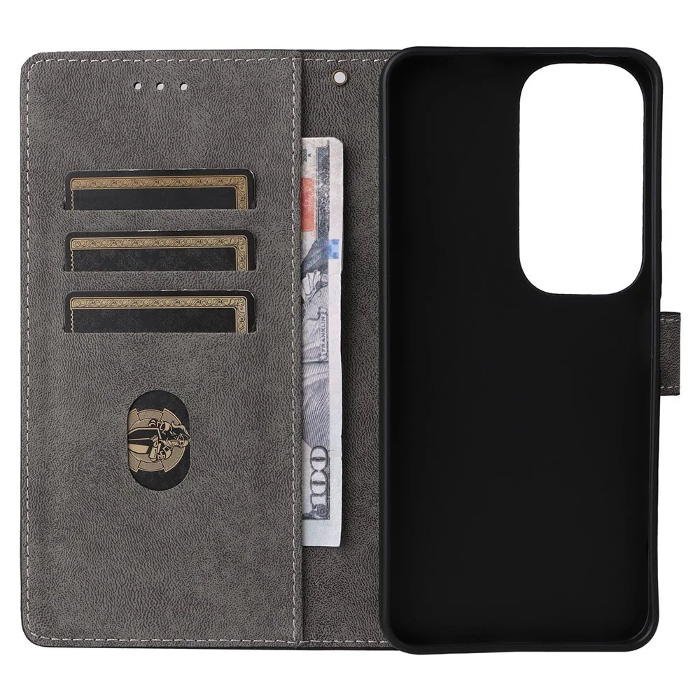For vivo Y19s 4G / Y29 5G Wallet Case RFID Blocking PU Leather Cover Stand View - Black - 3