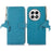 For OnePlus 13 Case RFID Blocking Genuine Cow Leather Phone Cover Litchi Texture - Blue - 1