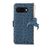 For Google Pixel 9a Case RFID Blocking Genuine Cow Leather Phone Case Ostrich Texture - Blue - 7