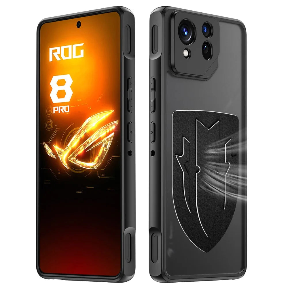 For Asus ROG Phone 8 Pro 5G / Phone 8 5G Shield Heat Dissipation Phone Case Liquid Silicone+PC Back Cover - Black - 1