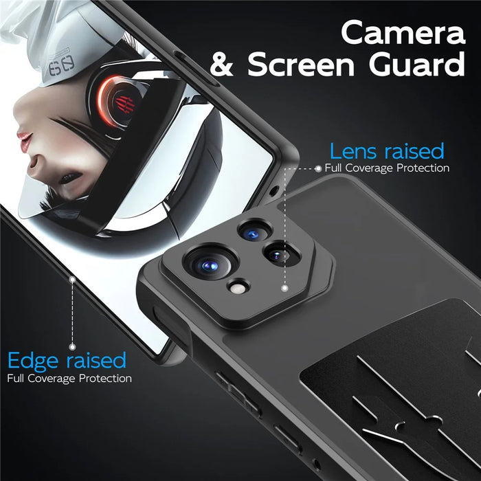 For Asus ROG Phone 8 Pro 5G / Phone 8 5G Shield Heat Dissipation Phone Case Liquid Silicone+PC Back Cover - Black - 6