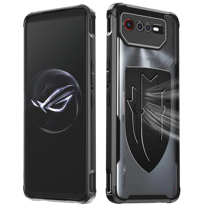 For Asus ROG Phone 7 5G / Phone 6 5G Shield Heat Dissipation Phone Case Liquid Silicone+PC Back Cover - Black - 1