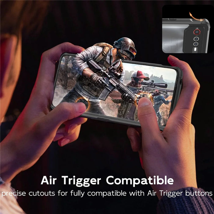 For Asus ROG Phone 7 5G / Phone 6 5G Shield Heat Dissipation Phone Case Liquid Silicone+PC Back Cover - Black - 3