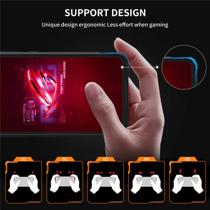 For Asus ROG Phone 7 5G / Phone 6 5G Shield Heat Dissipation Phone Case Liquid Silicone+PC Back Cover - Black - 4