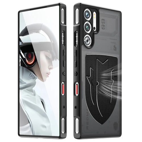 For ZTE nubia Red Magic 9 Pro 5G Shield Heat Dissipation Phone Case Liquid Silicone+PC Back Cover - Black - 1