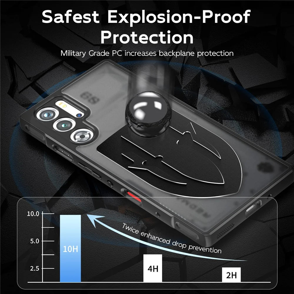 For ZTE nubia Red Magic 9 Pro 5G Shield Heat Dissipation Phone Case Liquid Silicone+PC Back Cover - Black - 3
