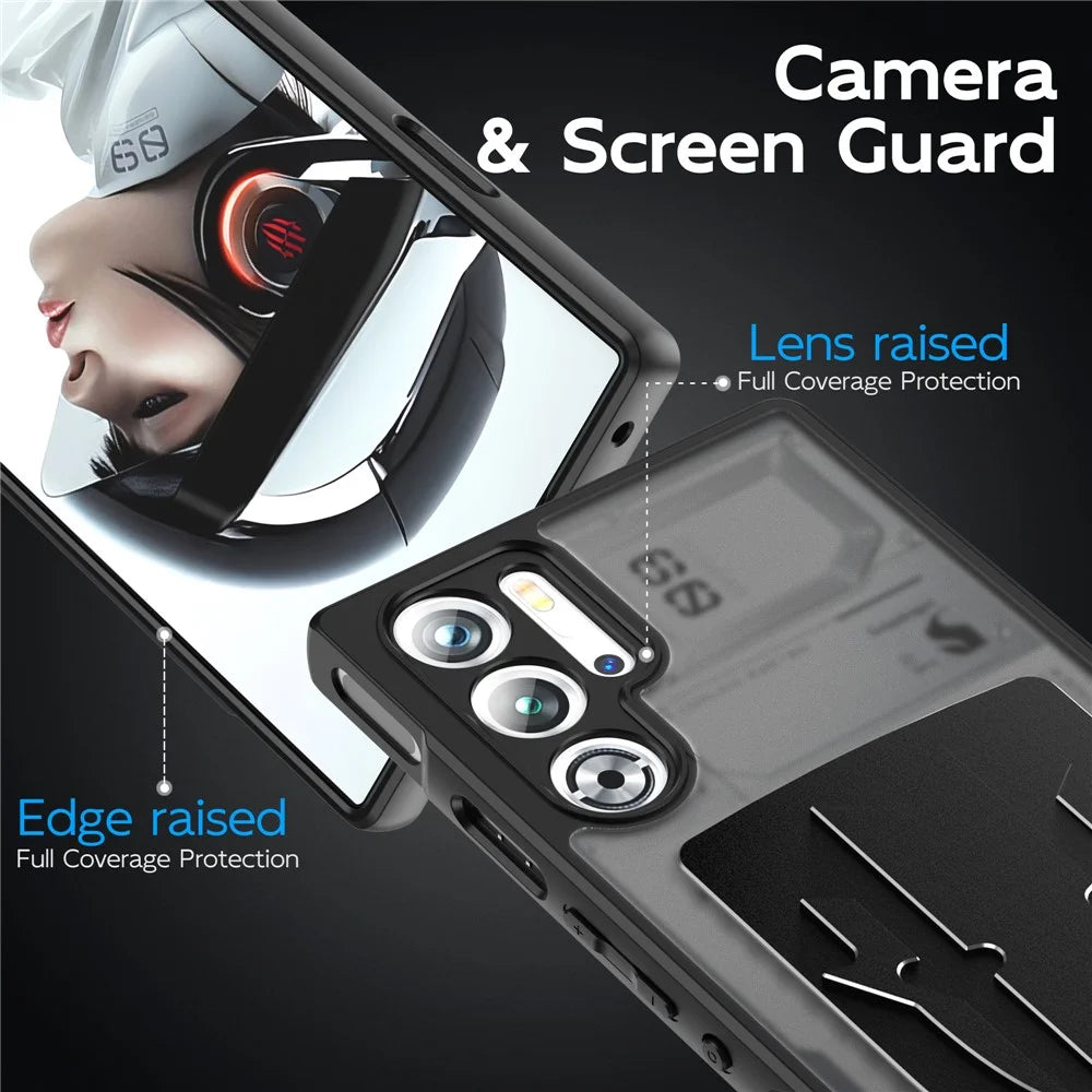 For ZTE nubia Red Magic 9 Pro 5G Shield Heat Dissipation Phone Case Liquid Silicone+PC Back Cover - Black - 5