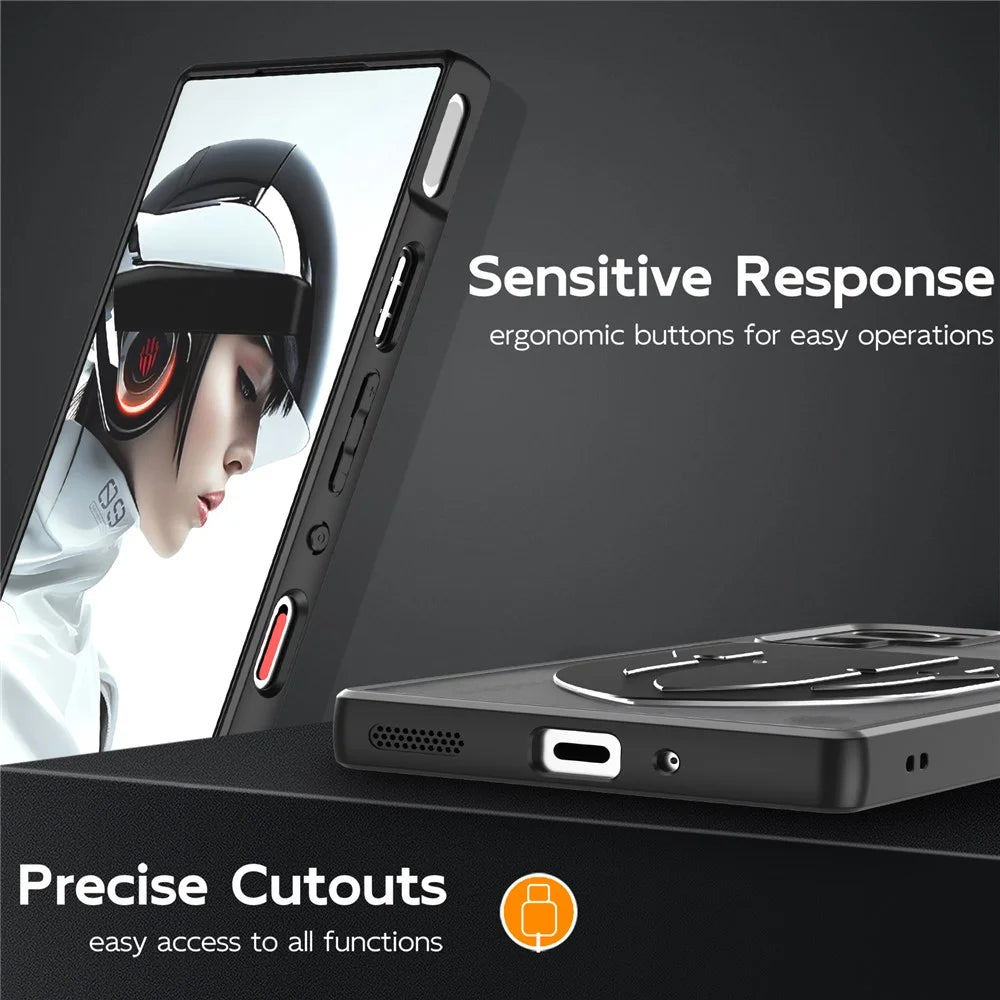For ZTE nubia Red Magic 9 Pro 5G Shield Heat Dissipation Phone Case Liquid Silicone+PC Back Cover - Black - 7