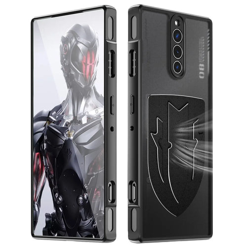 For ZTE nubia Red Magic 8 Pro 5G Shield Heat Dissipation Phone Case Liquid Silicone+PC Back Cover - Black - 1