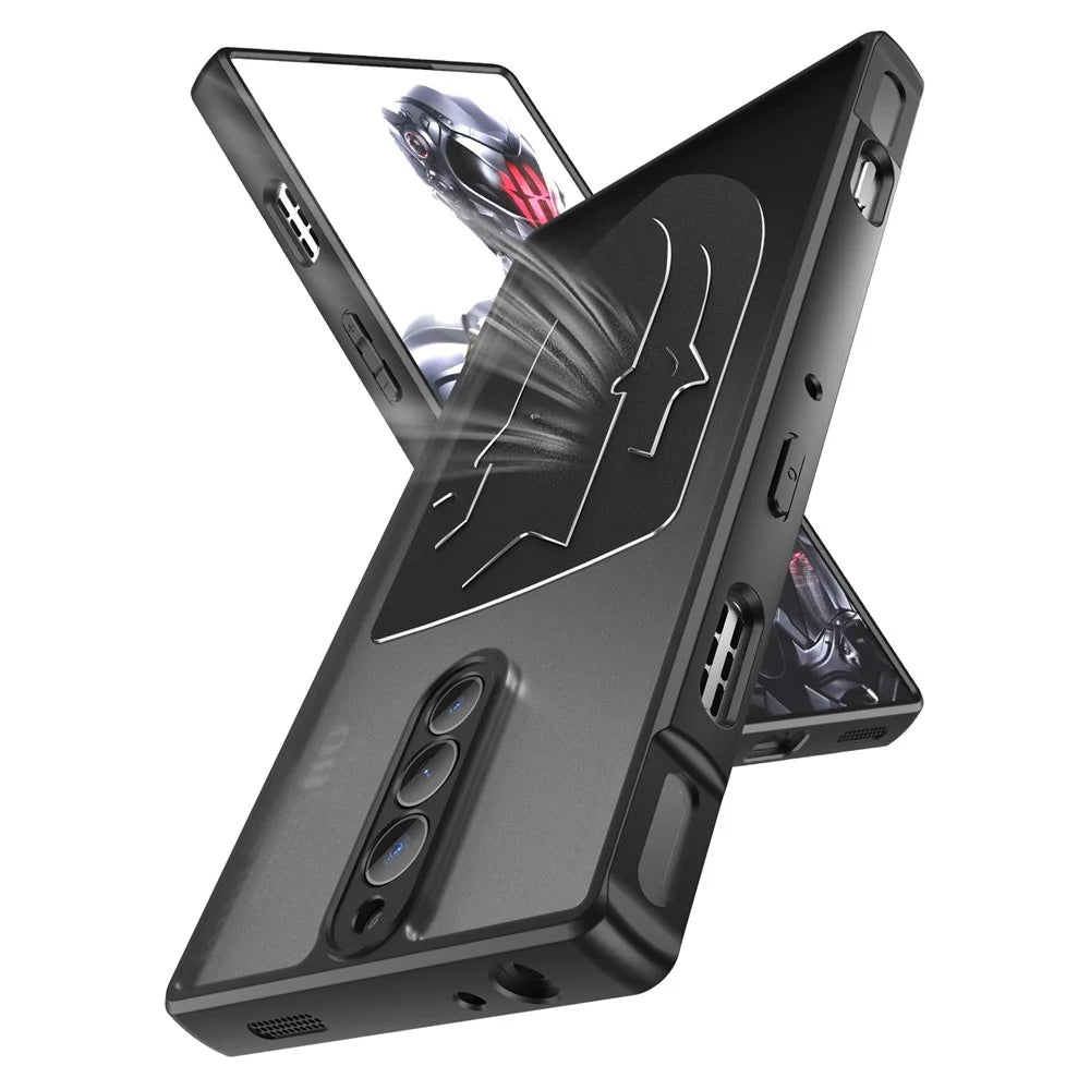 For ZTE nubia Red Magic 8 Pro 5G Shield Heat Dissipation Phone Case Liquid Silicone+PC Back Cover - Black - 2