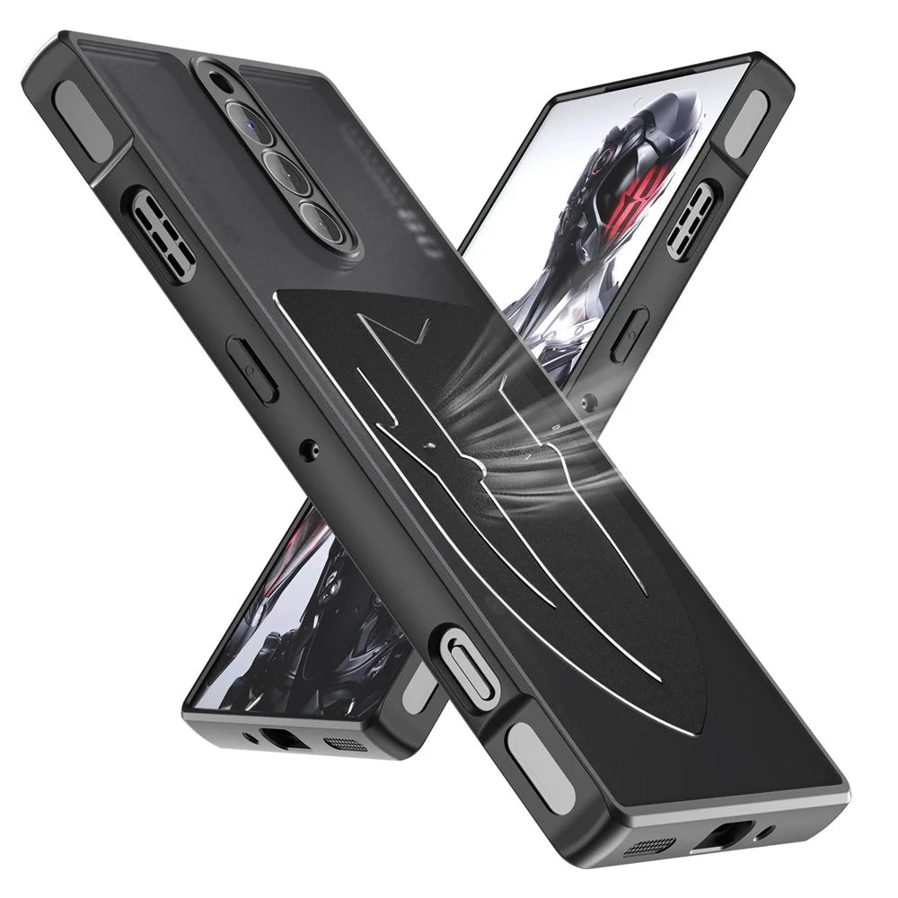 For ZTE nubia Red Magic 8 Pro 5G Shield Heat Dissipation Phone Case Liquid Silicone+PC Back Cover - Black - 3