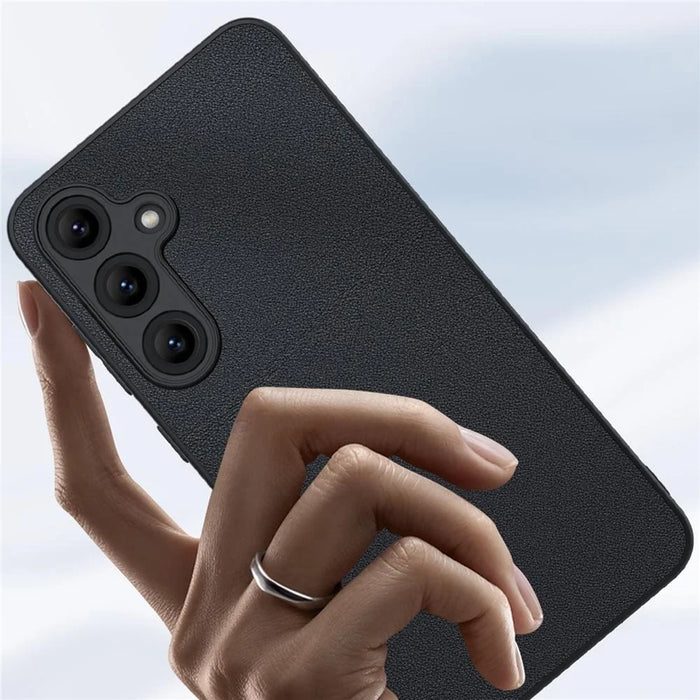 For Samsung Galaxy S24+ Case PU Leather Coated PC+TPU Anti-Drop Phone Cover - Black - 3
