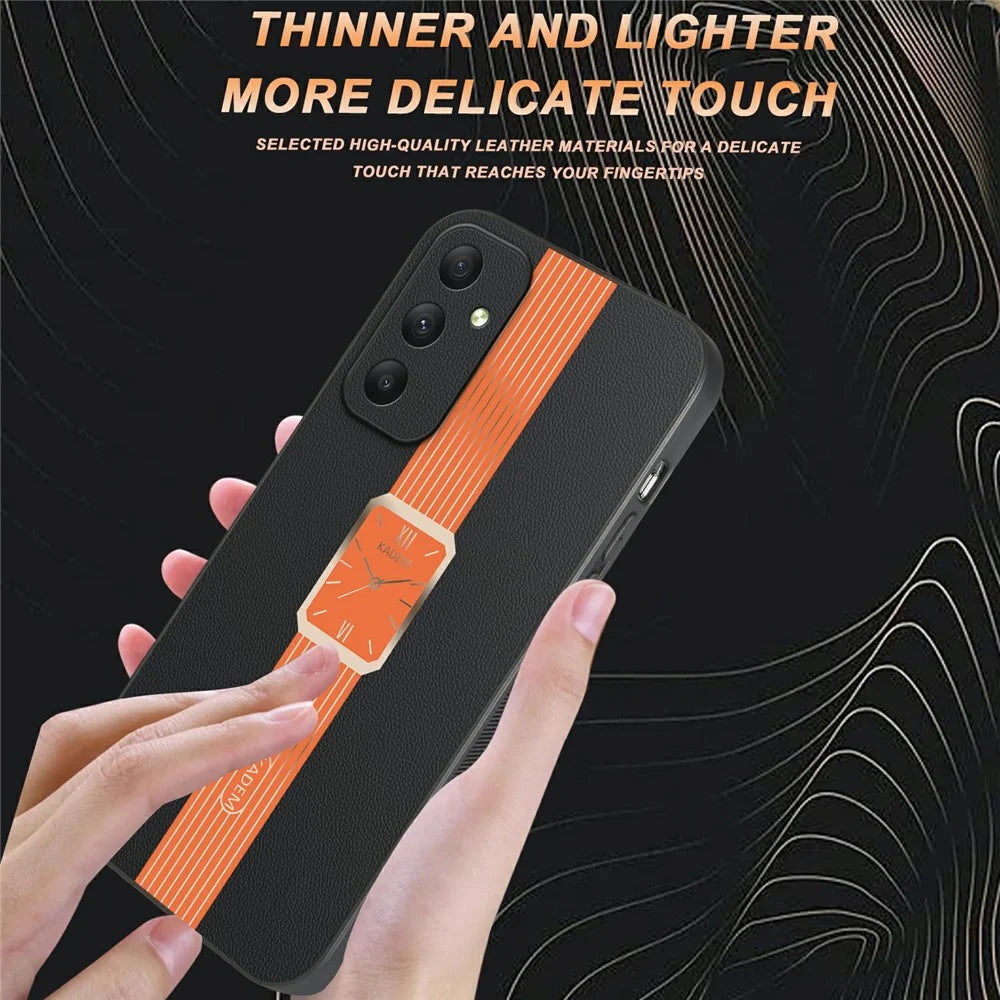 KADEM For Samsung Galaxy A35 5G Case Leather+TPU+Acrylic Anti-Scratch Phone Cover - Orange - 2