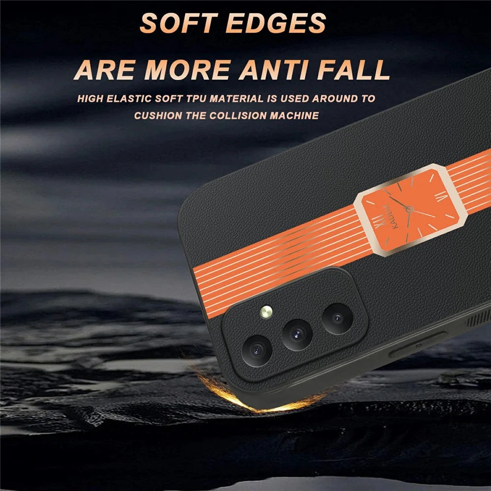KADEM For Samsung Galaxy A35 5G Case Leather+TPU+Acrylic Anti-Scratch Phone Cover - Orange - 4