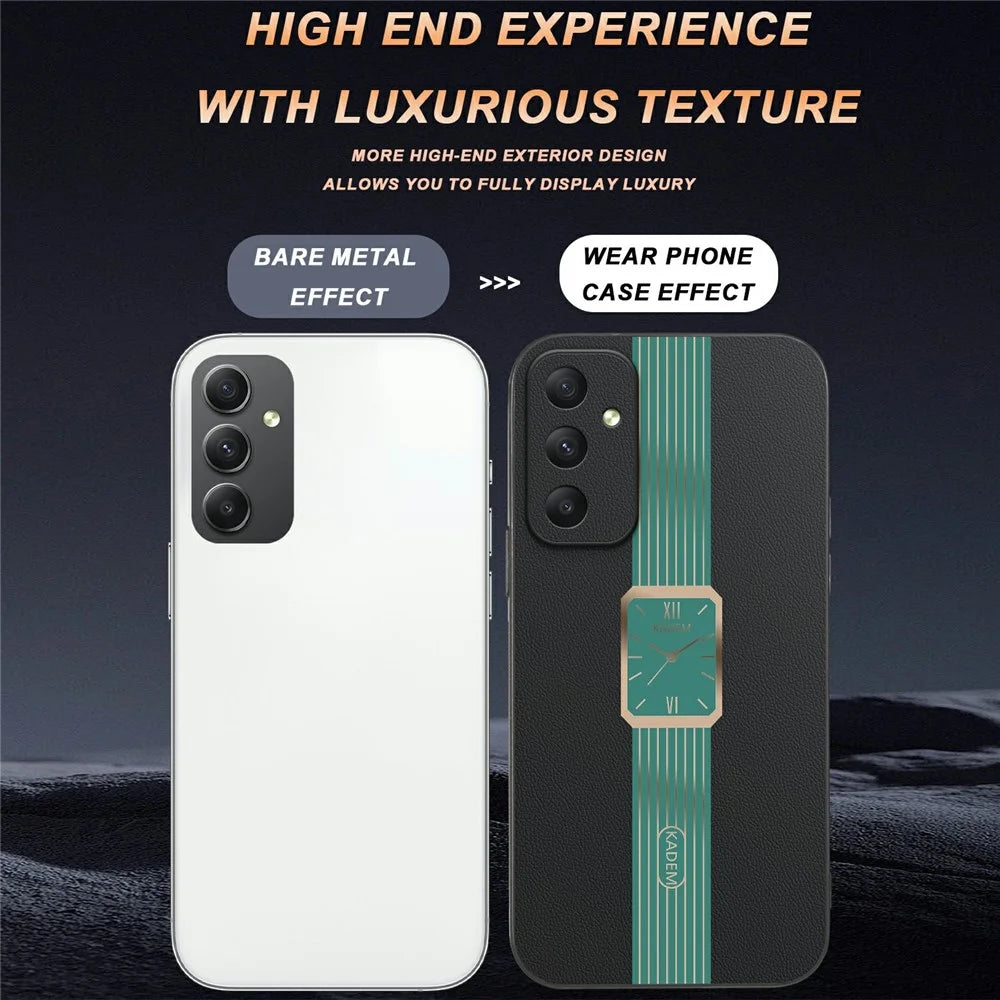 KADEM For Samsung Galaxy A35 5G Case Leather+TPU+Acrylic Anti-Scratch Phone Cover - Orange - 5