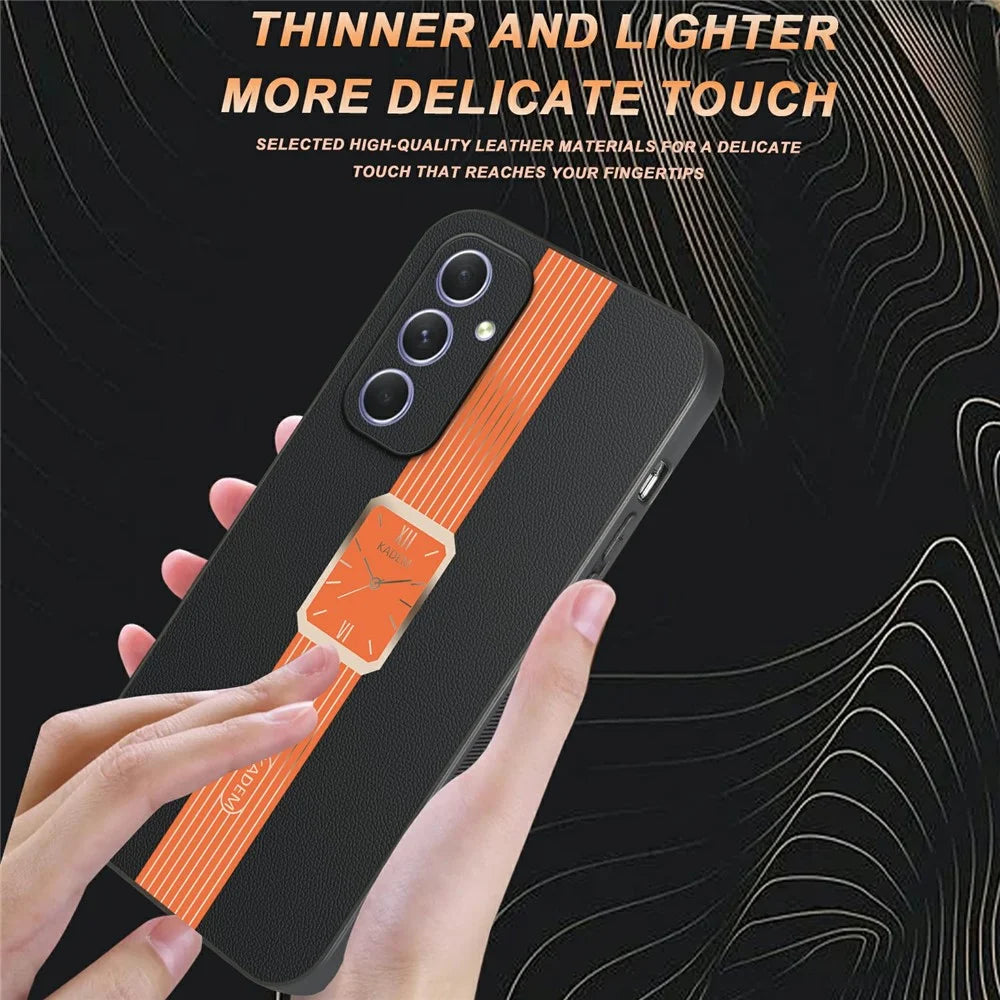 KADEM For Samsung Galaxy A55 5G Case Leather+TPU+Acrylic Anti-Scratch Phone Cover - Orange - 2