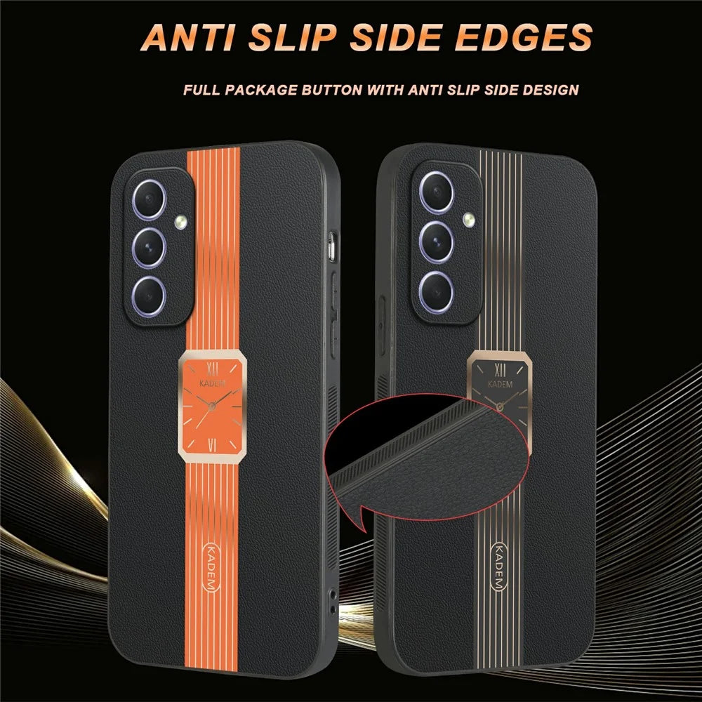 KADEM For Samsung Galaxy A55 5G Case Leather+TPU+Acrylic Anti-Scratch Phone Cover - Orange - 3
