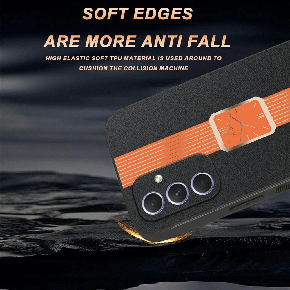 KADEM For Samsung Galaxy A55 5G Case Leather+TPU+Acrylic Anti-Scratch Phone Cover - Orange - 4