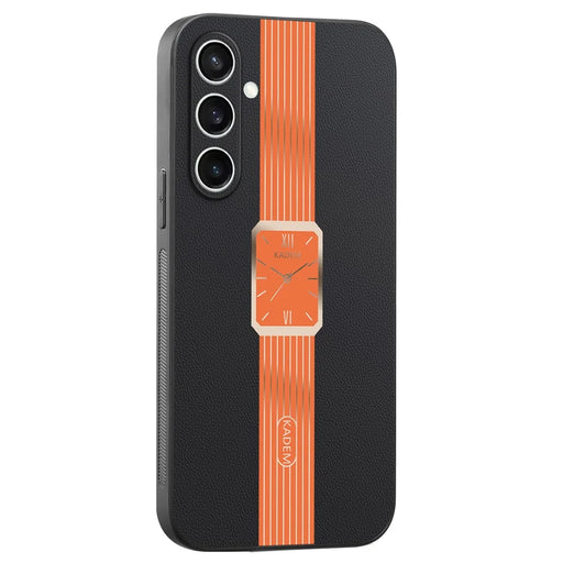 KADEM For Samsung Galaxy S24 FE Case Leather+TPU+Acrylic Anti-Scratch Phone Cover - Orange - 1