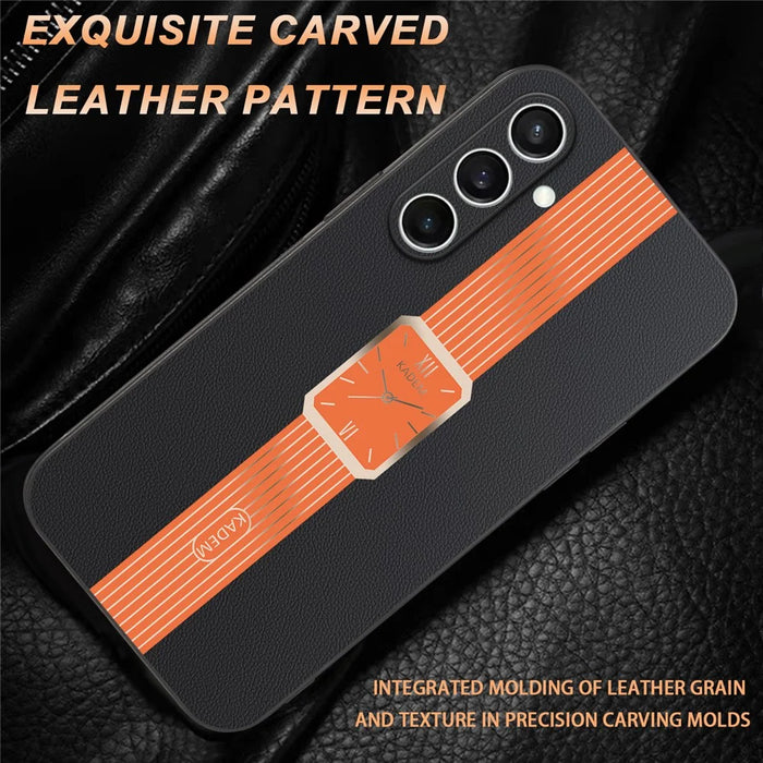 KADEM For Samsung Galaxy S24 FE Case Leather+TPU+Acrylic Anti-Scratch Phone Cover - Orange - 6