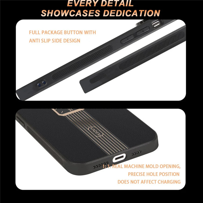 KADEM For Samsung Galaxy S24 FE Case Leather+TPU+Acrylic Anti-Scratch Phone Cover - Orange - 7