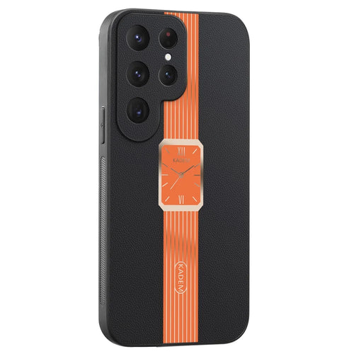 KADEM For Samsung Galaxy S25 Ultra Case Leather+TPU+Acrylic Anti-Scratch Phone Cover - Orange - 1