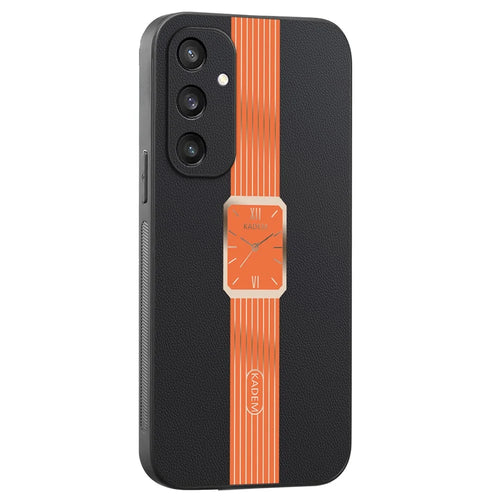 KADEM For Samsung Galaxy S25 Case Leather+TPU+Acrylic Anti-Scratch Phone Cover - Orange - 1